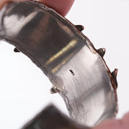 6.375" Retro Handmade Artisan sterling and amethyst bracelet - Estate Fresh Austin