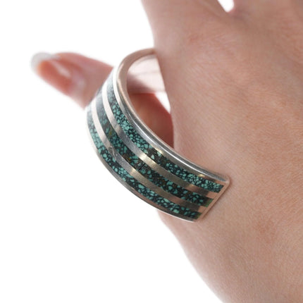 6.375" Robin Banteah Zuni Sterling high grade turquoise inlay bracelet - Estate Fresh Austin