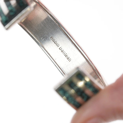 6.375" Robin Banteah Zuni Sterling high grade turquoise inlay bracelet - Estate Fresh Austin