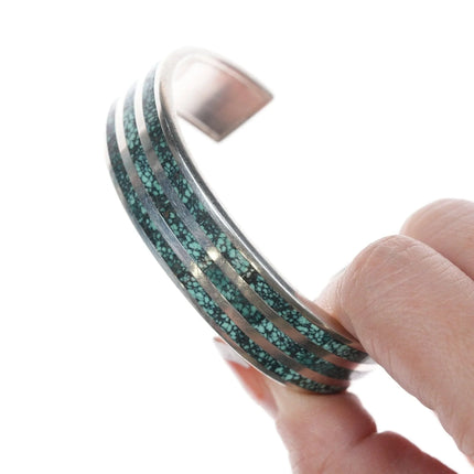 6.375" Robin Banteah Zuni Sterling high grade turquoise inlay bracelet - Estate Fresh Austin