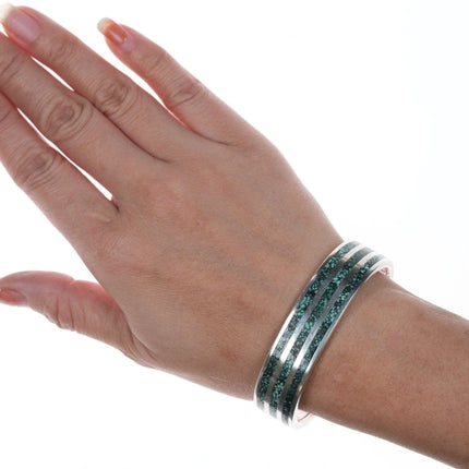 6.375" Robin Banteah Zuni Sterling high grade turquoise inlay bracelet - Estate Fresh Austin