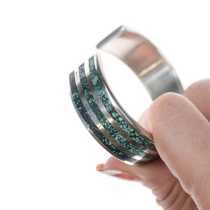 6.375" Robin Banteah Zuni Sterling high grade turquoise inlay bracelet - Estate Fresh Austin