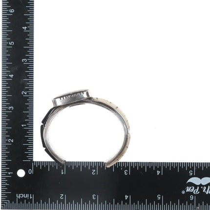 6.375" Southwestern modernist sterling multi-stone inlay cuff bracelet - Estate Fresh Austin