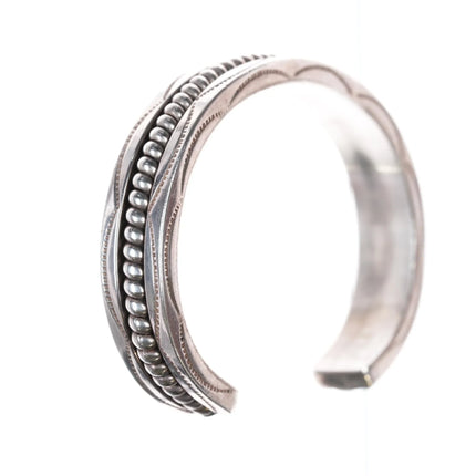 6.375" Tahe Navajo thick sterling twisted wire cuff bracelet - Estate Fresh Austin
