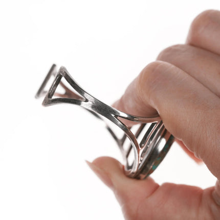 6.375" Vintage Native American silver and cobblestone turquoise cuff bracelet - Estate Fresh Austin