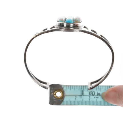 6.375" Vintage Native American silver and cobblestone turquoise cuff bracelet - Estate Fresh Austin