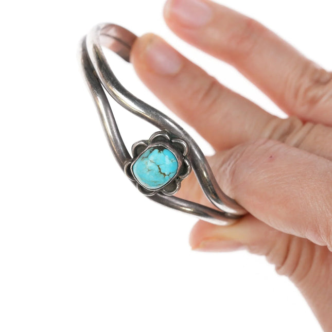 6.375" Vintage Native American silver and turquoise cuff bracelet - Estate Fresh Austin