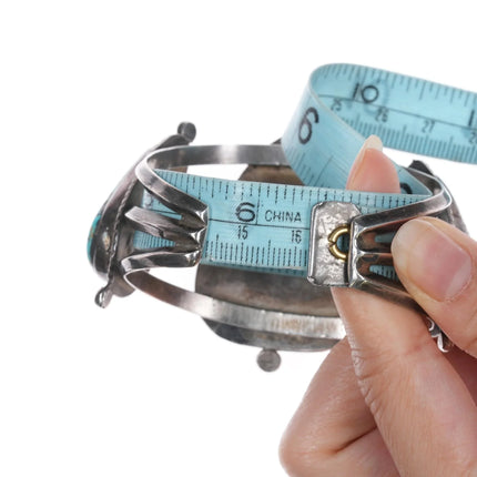 6.375" Vintage Native American silver cuff bracelet with turquoise hallmarked - Estate Fresh Austin