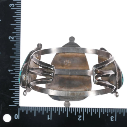 6.375" Vintage Native American silver cuff bracelet with turquoise hallmarked - Estate Fresh Austin