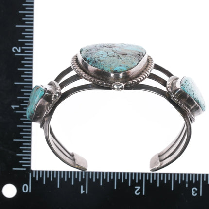 6.375" Vintage Native American silver cuff bracelet with turquoise hallmarked - Estate Fresh Austin