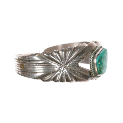 6.375" Vintage Native American sterling cast cuff bracelet with turquoise - Estate Fresh Austin