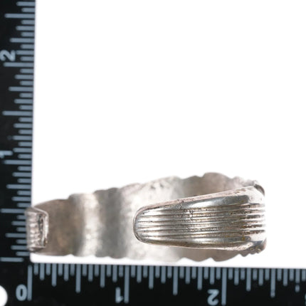6.375" Vintage Native American sterling cast cuff bracelet with turquoise - Estate Fresh Austin