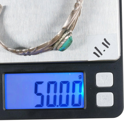 6.375" Vintage Native American sterling cast cuff bracelet with turquoise - Estate Fresh Austin