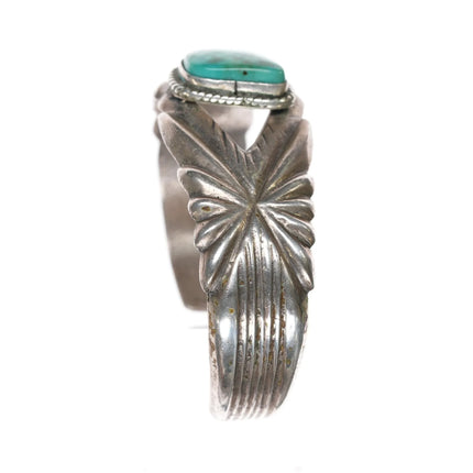 6.375" Vintage Native American sterling cast cuff bracelet with turquoise - Estate Fresh Austin