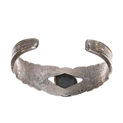 6.375" Vintage Native American sterling cast cuff bracelet with turquoise - Estate Fresh Austin