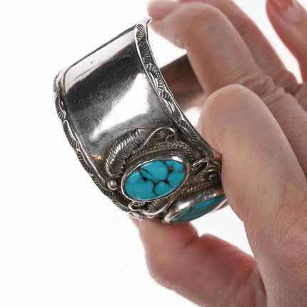 6.375" vintage Navajo silver and Turquoise cuff bracelet - Estate Fresh Austin
