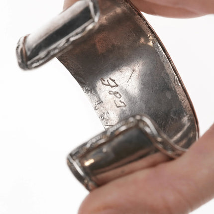 6.375" vintage Navajo silver and Turquoise cuff bracelet - Estate Fresh Austin