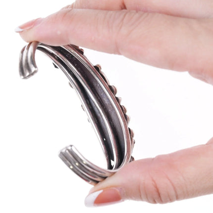 6.375" Vintage Navajo sterling Silver spiderweb turquoise spiny oyster cuff bracelet - Estate Fresh Austin