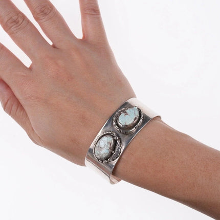 6.375" Vintage Navajo sterling and turquoise bracelet - Estate Fresh Austin