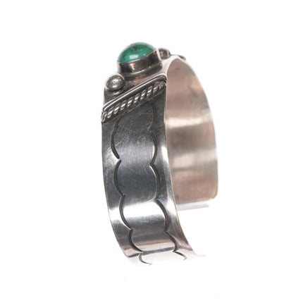 6.375" Vintage Navajo sterling and turquoise hand tooled cuff bracelet - Estate Fresh Austin