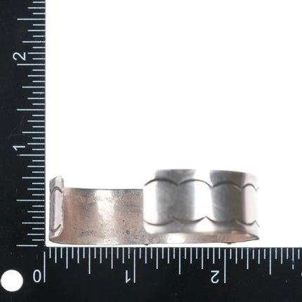 6.375" Vintage Navajo sterling and turquoise hand tooled cuff bracelet - Estate Fresh Austin