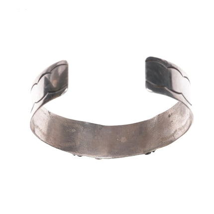 6.375" Vintage Navajo sterling and turquoise hand tooled cuff bracelet - Estate Fresh Austin