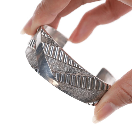 6.375" Vintage Southwestern Modernist sterling cuff bracelet - Estate Fresh Austin
