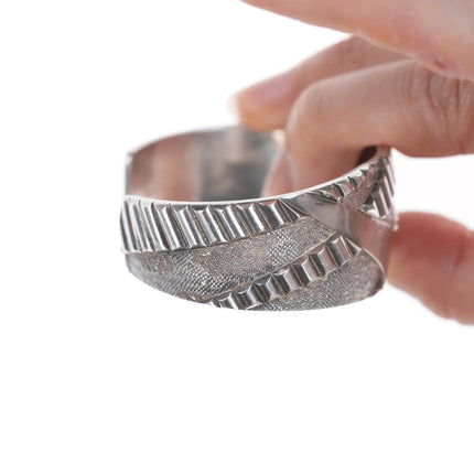 6.375" Vintage Southwestern Modernist sterling cuff bracelet - Estate Fresh Austin