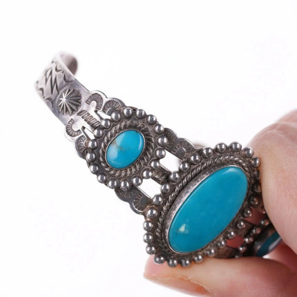 6.375" Vintage Southwestern sterling Fred Harvey era bracelet - Estate Fresh Austin