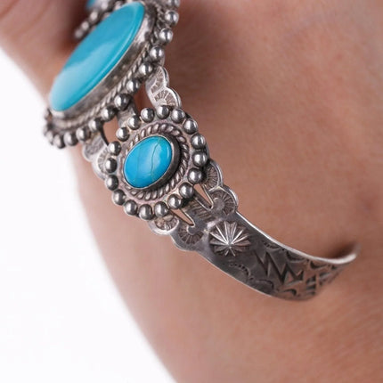 6.375" Vintage Southwestern sterling Fred Harvey era bracelet - Estate Fresh Austin