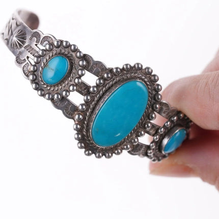 6.375" Vintage Southwestern sterling Fred Harvey era bracelet - Estate Fresh Austin