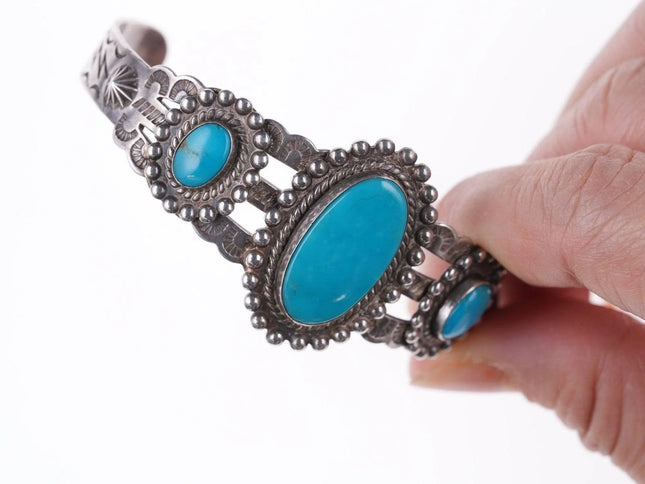 6.375" Vintage Southwestern sterling Fred Harvey era bracelet - Estate Fresh Austin