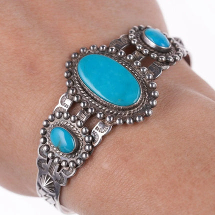 6.375" Vintage Southwestern sterling Fred Harvey era bracelet - Estate Fresh Austin