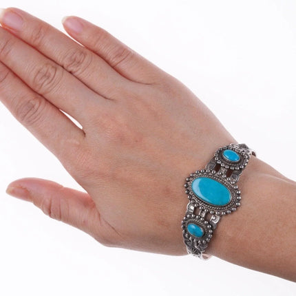 6.375" Vintage Southwestern sterling Fred Harvey era bracelet - Estate Fresh Austin