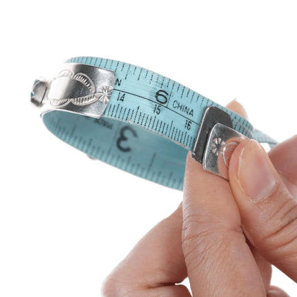 6.375" Vintage Zuni silver and turquoise row cuff bracelet - Estate Fresh Austin