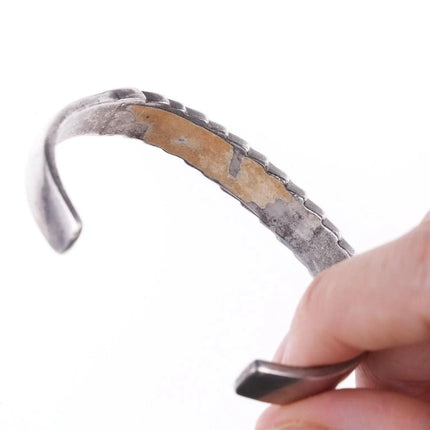 6.375" Vintage Zuni silver turquoise channel inlay bracelet c - Estate Fresh Austin