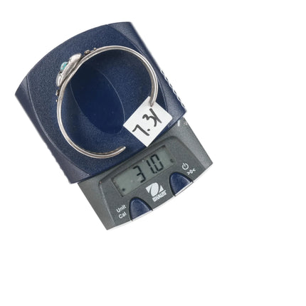 6" 40's-50's Navajo high grade turquoise sterling shadowbox stamed/twisted wire cuff bracelet - Estate Fresh Austin