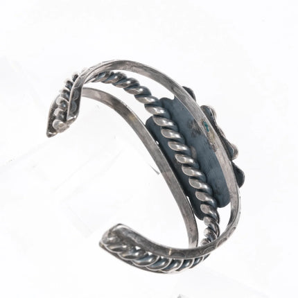 6" 40's-50's Navajo silver cuff bracelet with turquoise - Estate Fresh Austin