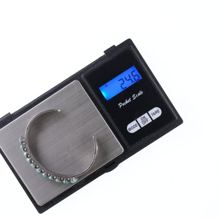 6" 40's-50's Zuni Stamped silver double row turquoise bracelet - Estate Fresh Austin