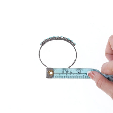 6" 40's-50's Zuni Stamped silver double row turquoise bracelet - Estate Fresh Austin