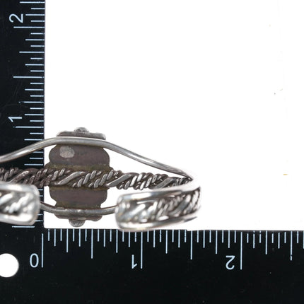 6" 40's-50's Navajo twisted silver wire cuff bracelet with turquoise - Estate Fresh Austin