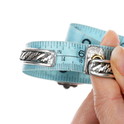 6" 40's-50's Navajo twisted silver wire cuff bracelet with turquoise - Estate Fresh Austin