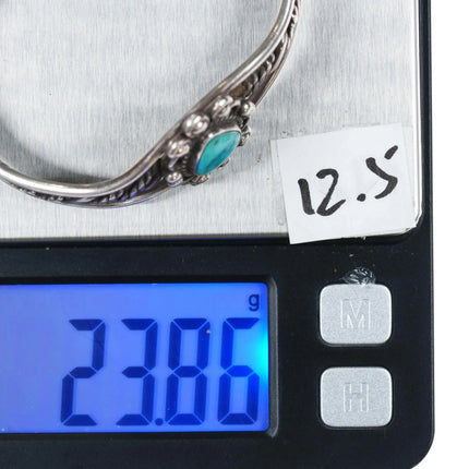 6" 40's-50's Navajo twisted silver wire cuff bracelet with turquoise - Estate Fresh Austin