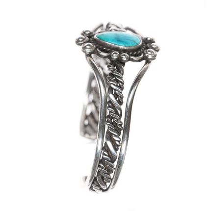 6" 40's-50's Navajo twisted silver wire cuff bracelet with turquoise - Estate Fresh Austin