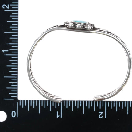 6" 40's-50's Navajo twisted silver wire cuff bracelet with turquoise - Estate Fresh Austin