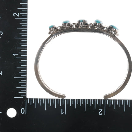 6" 50's-60's Navajo silver turquoise row cuff bracelet - Estate Fresh Austin