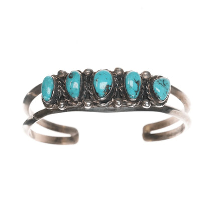 6" 50's-60's Navajo silver turquoise row cuff bracelet - Estate Fresh Austin