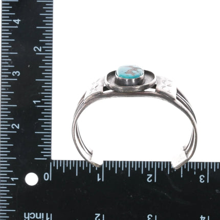 6" 50's-60's Navajo sterling cuff bracelet with turquoise - Estate Fresh Austin