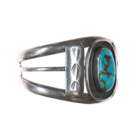 6" 50's-60's Navajo sterling cuff bracelet with turquoise - Estate Fresh Austin