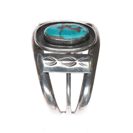 6" 50's-60's Navajo sterling cuff bracelet with turquoise - Estate Fresh Austin